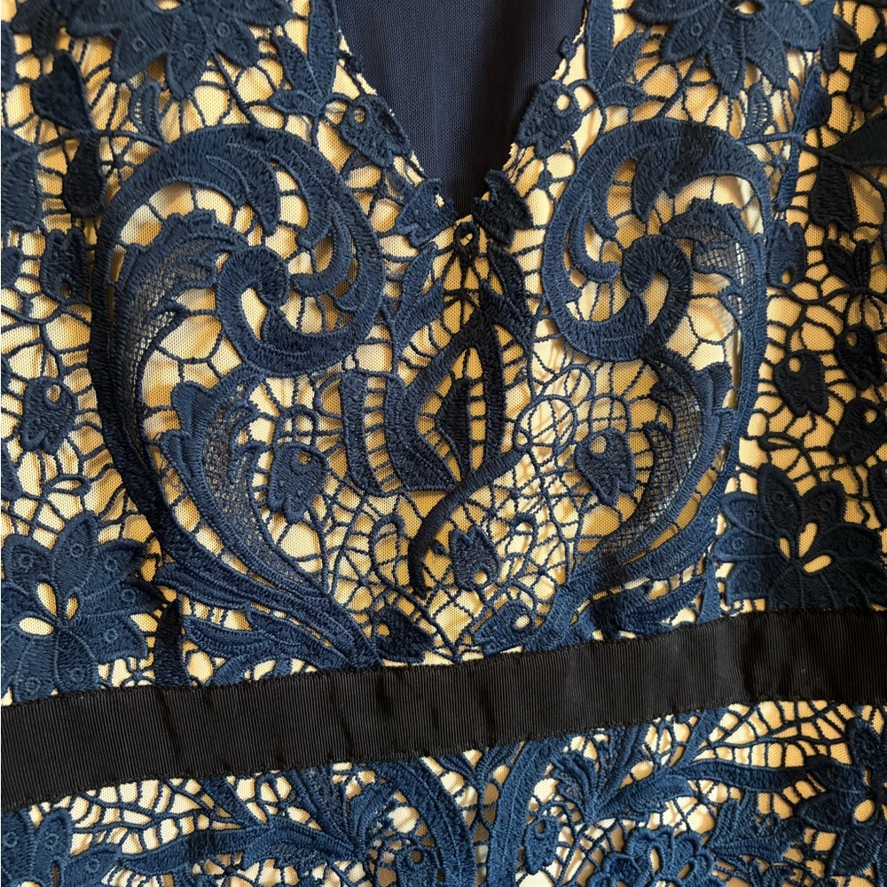 Navy and Black Dress with Sheer Back